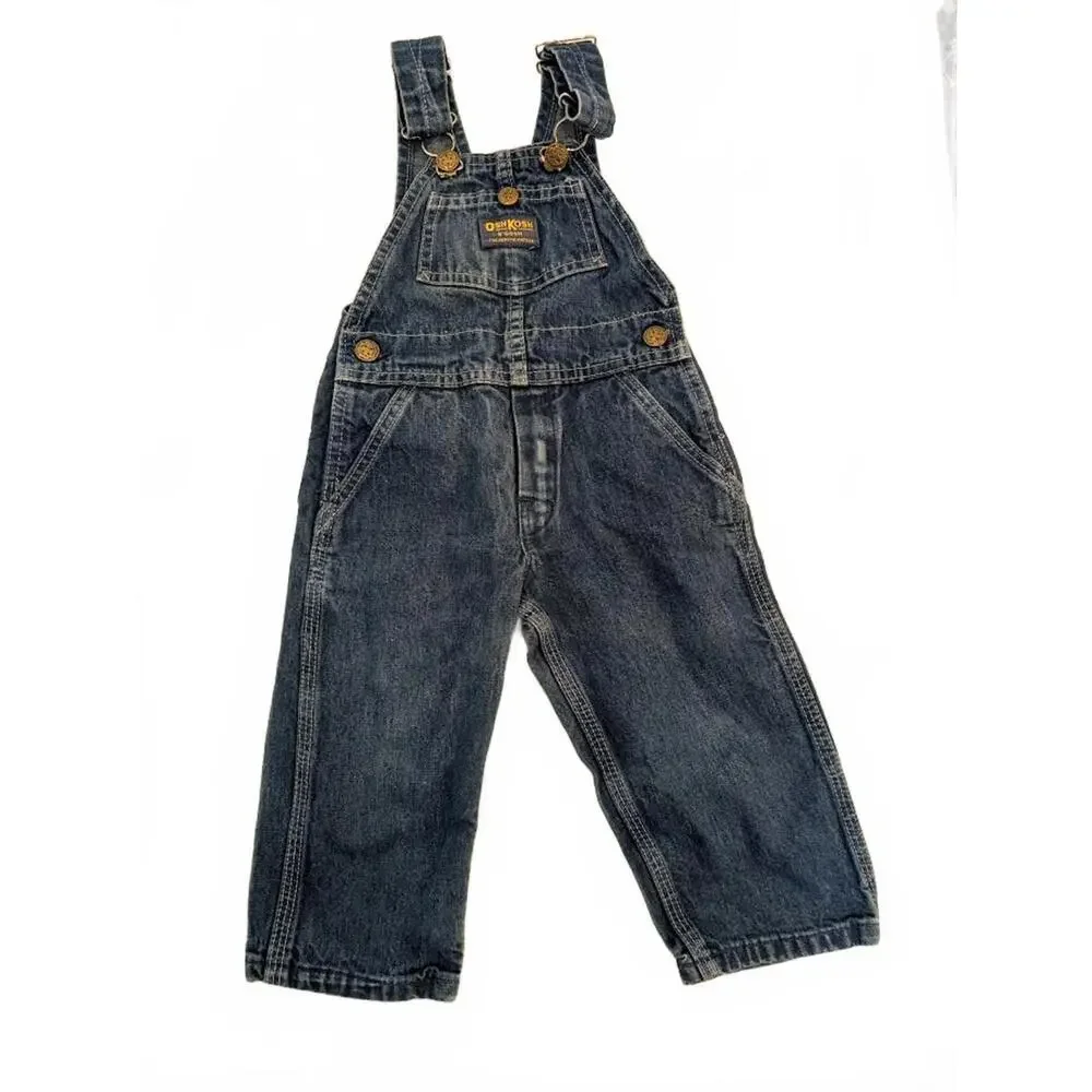 Vintage OshKosh B’Gosh Kids Denim Overalls Size 2T Made in USA 100% Cotton‎